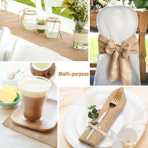 12pcs Burlap Table Runners, 12"x 71" Table Runner Dresser Cover for Farmhouse Jute Table Runne, Fabric Party Runners for Western Wedding Table Decorations and Dinner in Saudi Arabia