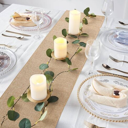 12pcs Burlap Table Runners, 12"x 71" Table Runner Dresser Cover for Farmhouse Jute Table Runne, Fabric Party Runners for Western Wedding Table Decorations and Dinner in Saudi Arabia