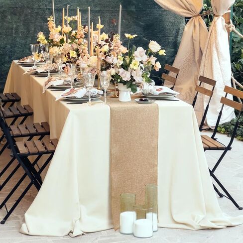 12pcs Burlap Table Runners, 12"x 71" Table Runner Dresser Cover for Farmhouse Jute Table Runne, Fabric Party Runners for Western Wedding Table Decorations and Dinner in Saudi Arabia