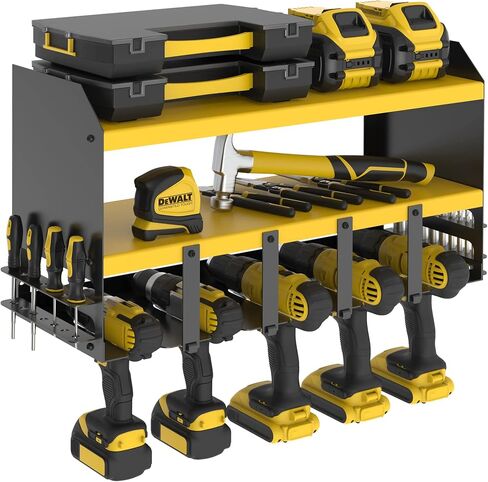 S SKSTYLE christmas gifts for men/husband, Power Tool Organizer - 5 Drill Holder, Wall Mount Shelf, Drill Shelf,Premium Garage Storage & Organization, Cordless Drill Charging Station, Green in Saudi Arabia