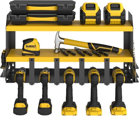 S SKSTYLE christmas gifts for men/husband, Power Tool Organizer - 5 Drill Holder, Wall Mount Shelf, Drill Shelf,Premium Garage Storage & Organization, Cordless Drill Charging Station, Green in Saudi Arabia