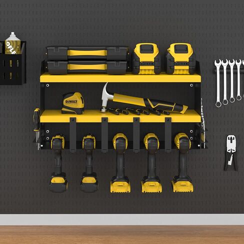 S SKSTYLE christmas gifts for men/husband, Power Tool Organizer - 5 Drill Holder, Wall Mount Shelf, Drill Shelf,Premium Garage Storage & Organization, Cordless Drill Charging Station, Green in Saudi Arabia