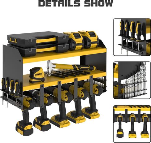 S SKSTYLE christmas gifts for men/husband, Power Tool Organizer - 5 Drill Holder, Wall Mount Shelf, Drill Shelf,Premium Garage Storage & Organization, Cordless Drill Charging Station, Green in Saudi Arabia