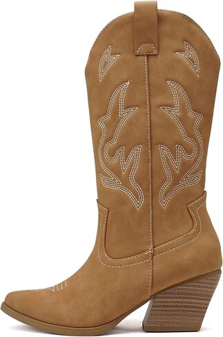 Soda Orville ~ Women Western Cowboy Stitched Pointe Toe Heel Ankle Mid Shaft Fashion Boots in Saudi Arabia
