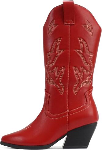 Soda Orville ~ Women Western Cowboy Stitched Pointe Toe Heel Ankle Mid Shaft Fashion Boots in Saudi Arabia