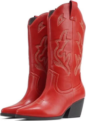 Soda Orville ~ Women Western Cowboy Stitched Pointe Toe Heel Ankle Mid Shaft Fashion Boots in Saudi Arabia