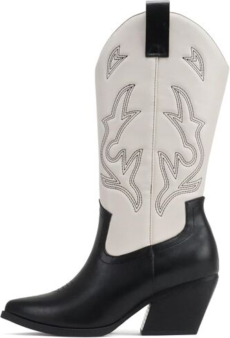 Soda Orville ~ Women Western Cowboy Stitched Pointe Toe Heel Ankle Mid Shaft Fashion Boots in Saudi Arabia