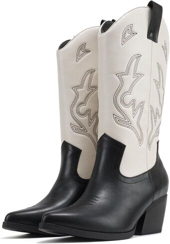 Soda Orville ~ Women Western Cowboy Stitched Pointe Toe Heel Ankle Mid Shaft Fashion Boots in Saudi Arabia