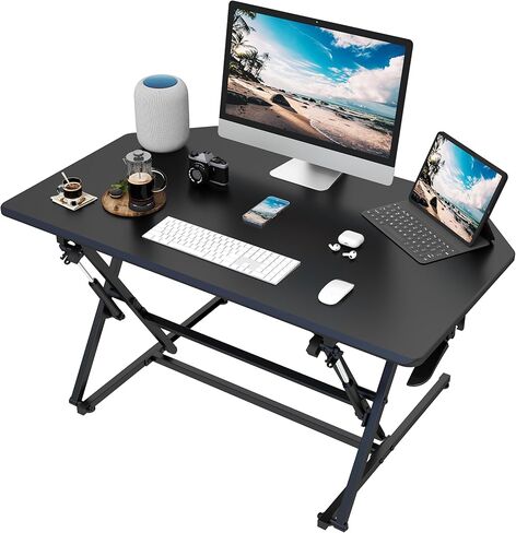 40 inch Corner Standing Desk Converter, Height Adjustable Sit Stand Desk Riser, Black, 40T2 in Kuwait