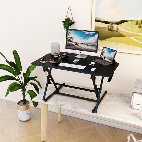 40 inch Corner Standing Desk Converter, Height Adjustable Sit Stand Desk Riser, Black, 40T2 in Kuwait