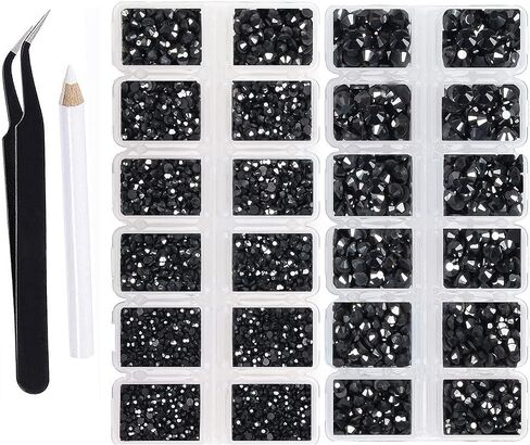 8000 Pieces 5 and 6 Sizes Hotfix Iron Flatback Glasses Rhinestones Crystal for DIY Project with Tweezers and Picking Pen for Bags, Shoes, Clothes and Manicure(12+2 Colors, 5+6 Sizes) in Saudi Arabia