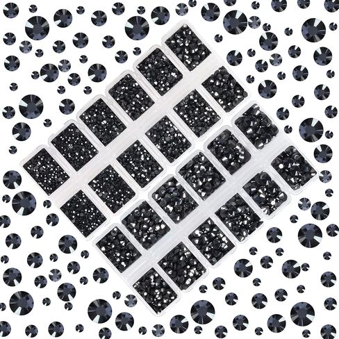 8000 Pieces 5 and 6 Sizes Hotfix Iron Flatback Glasses Rhinestones Crystal for DIY Project with Tweezers and Picking Pen for Bags, Shoes, Clothes and Manicure(12+2 Colors, 5+6 Sizes) in Saudi Arabia