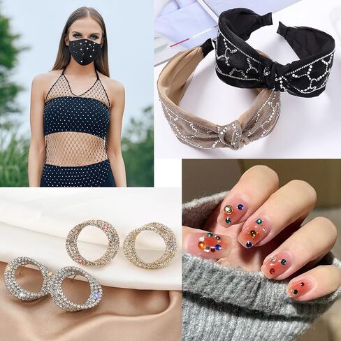 8000 Pieces 5 and 6 Sizes Hotfix Iron Flatback Glasses Rhinestones Crystal for DIY Project with Tweezers and Picking Pen for Bags, Shoes, Clothes and Manicure(12+2 Colors, 5+6 Sizes) in Saudi Arabia