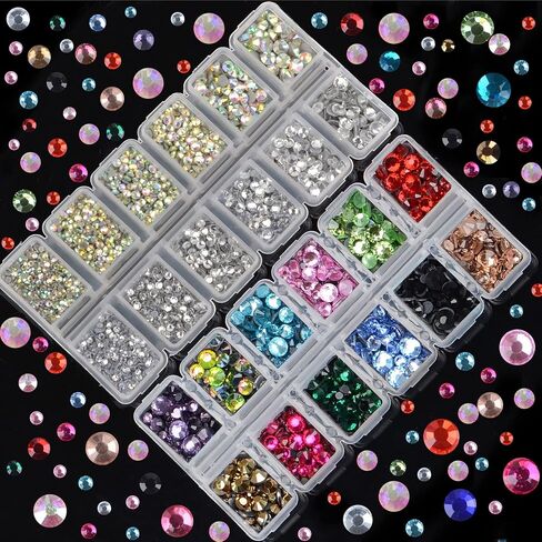 8000 Pieces 5 and 6 Sizes Hotfix Iron Flatback Glasses Rhinestones Crystal for DIY Project with Tweezers and Picking Pen for Bags, Shoes, Clothes and Manicure(12+2 Colors, 5+6 Sizes) in Saudi Arabia