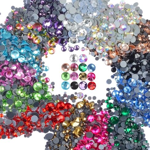8000 Pieces 5 and 6 Sizes Hotfix Iron Flatback Glasses Rhinestones Crystal for DIY Project with Tweezers and Picking Pen for Bags, Shoes, Clothes and Manicure(12+2 Colors, 5+6 Sizes) in Saudi Arabia