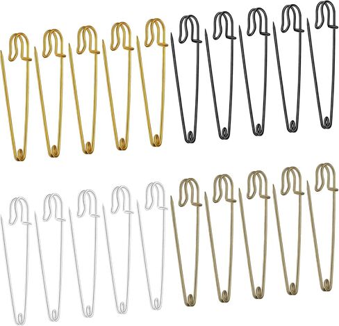 20 قطعة دبابيس أمان كبيرة 4 بوصة/100 مم، دبابيس MaehSab شديدة التحمل من الصلب بقفل زنبركي لخياطة الملابس والبطانيات والحرف والتنانير والبروش والستائر لأغراض الغسيل (ذهبي، فضي، أسود، برونزي) in Kuwait