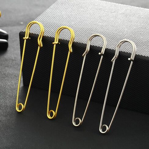 20 قطعة دبابيس أمان كبيرة 4 بوصة/100 مم، دبابيس MaehSab شديدة التحمل من الصلب بقفل زنبركي لخياطة الملابس والبطانيات والحرف والتنانير والبروش والستائر لأغراض الغسيل (ذهبي، فضي، أسود، برونزي) in Kuwait