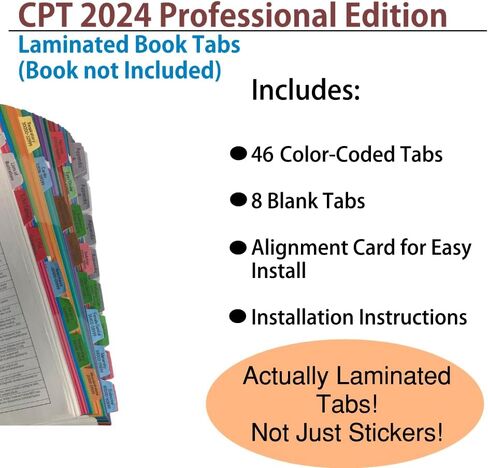 علامات تبويب الكتاب للإصدار الاحترافي CPT 2024 (إصدار AMA). مغلفة ومرمزة بالألوان وقابلة لإعادة تعيين وضعها مع بطاقة محاذاة لسهولة الاستخدام. in Saudi Arabia