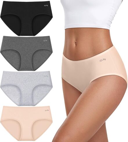 Womens Underwear Organic Cotton Hipster Panties for Ladies Soft Bikini Low Rise Briefs 4 Pack in Saudi Arabia