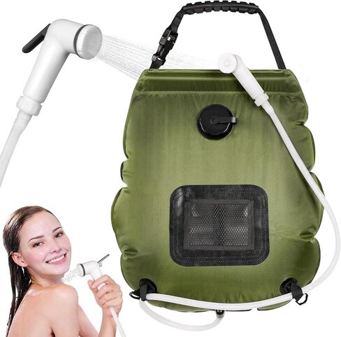 Camping Shower Bag, 5 Gal/20L Solar Heating Camping Shower with Upgraded Hose and Shower Head,Portable Shower for Camping Hiking, Traveling in Saudi Arabia
