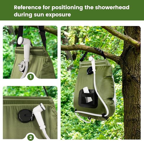 Camping Shower Bag, 5 Gal/20L Solar Heating Camping Shower with Upgraded Hose and Shower Head,Portable Shower for Camping Hiking, Traveling in Saudi Arabia