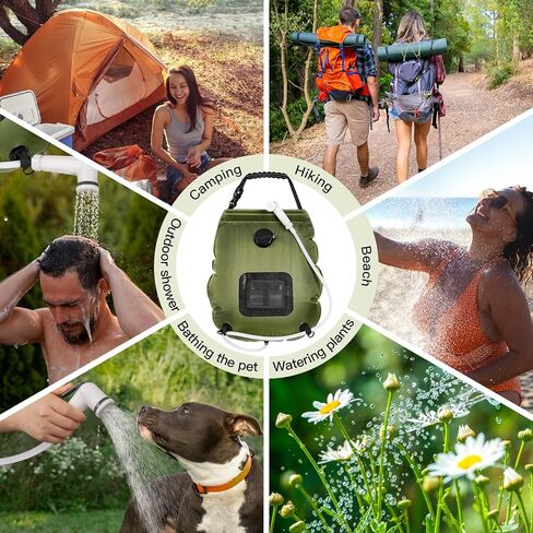 Camping Shower Bag, 5 Gal/20L Solar Heating Camping Shower with Upgraded Hose and Shower Head,Portable Shower for Camping Hiking, Traveling in Saudi Arabia