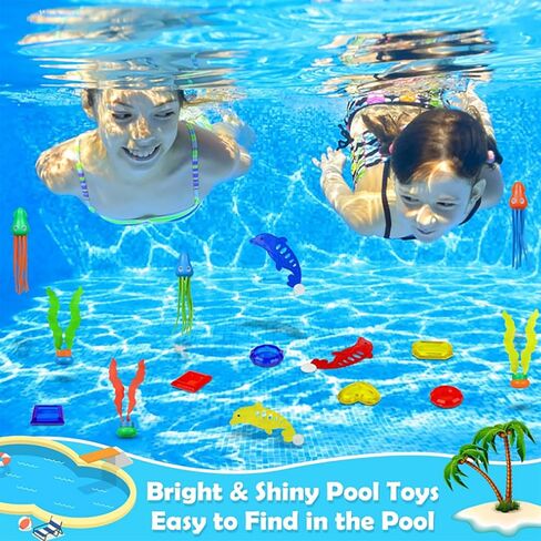 42 Pcs Pool Toys for Kids Age 4-8 8-12, 6 Diving Through Swim Rings, 6 Buoys, 6 Sand Bags and 24 Pool Diving Toys Dolphins Diving Octopuses Toys for Pool Games Toddlers Swim Training in Saudi Arabia