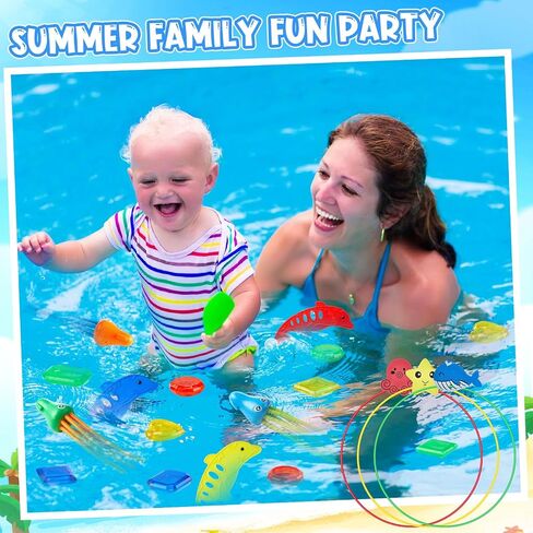 42 Pcs Pool Toys for Kids Age 4-8 8-12, 6 Diving Through Swim Rings, 6 Buoys, 6 Sand Bags and 24 Pool Diving Toys Dolphins Diving Octopuses Toys for Pool Games Toddlers Swim Training in Saudi Arabia