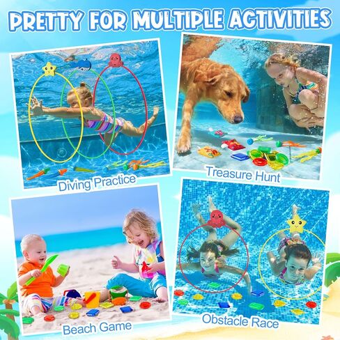 42 Pcs Pool Toys for Kids Age 4-8 8-12, 6 Diving Through Swim Rings, 6 Buoys, 6 Sand Bags and 24 Pool Diving Toys Dolphins Diving Octopuses Toys for Pool Games Toddlers Swim Training in Saudi Arabia