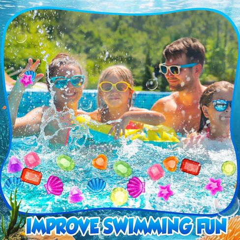 Sumind 100 Pcs Diving Gem Pool Toys Colorful Sinking Diving Gem Swimming Beach Toys Underwater Swimming Dive gems for Pool Beach Pirate Party Games Home Decorations in Saudi Arabia