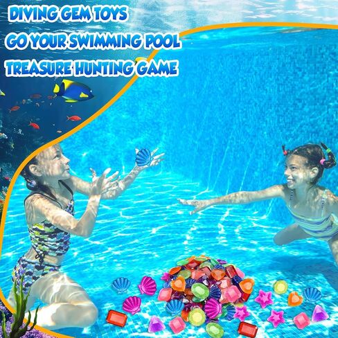 Sumind 100 Pcs Diving Gem Pool Toys Colorful Sinking Diving Gem Swimming Beach Toys Underwater Swimming Dive gems for Pool Beach Pirate Party Games Home Decorations in Saudi Arabia