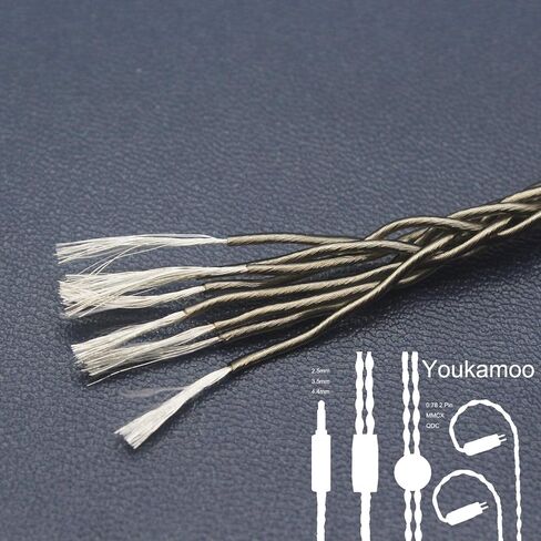 Youkamoo 3.5mm 8 Core Silver Plated Braided Earphone Replacement Upgrade Cable Silver Plated Wire Earphone Cable for ZSN Pro ZS10 Pro NF2u KZ ZSX QDC IEMs (QDC) in Saudi Arabia
