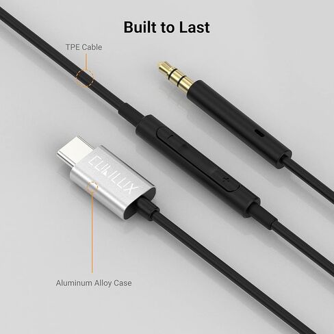 كابل سماعة الرأس Cubilux USB C إلى 2.5 مم مع ميكروفون، سلك بديل من النوع C إلى 2.5 مم متوافق مع Bose Noise Canceling 700، QuietComfort 45 QC35/QC25، JBL E45BT E55BT E65BTNC سماعة بلوتوث، 4FT in Kuwait