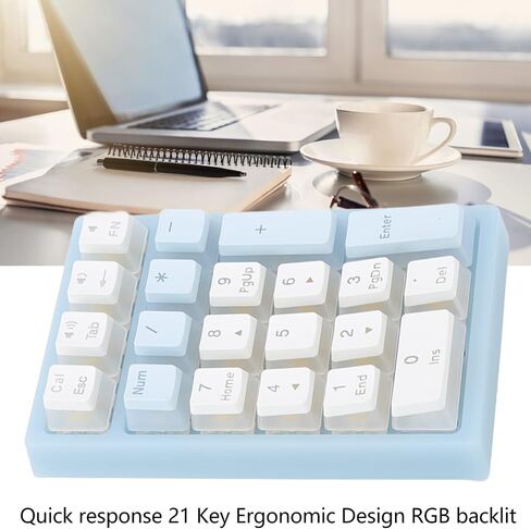 Number Pad, 21 Keys Num Pad with RGB Backlight Gaming Keypad USB Wired Mini Numpad Mechanical Numeric Keypad Extended Layout for Cashier Portable Keypad Numberpad for Laptop Desktop Computer PC, Blue in Saudi Arabia