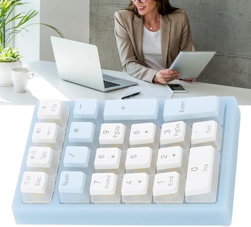 Number Pad, 21 Keys Num Pad with RGB Backlight Gaming Keypad USB Wired Mini Numpad Mechanical Numeric Keypad Extended Layout for Cashier Portable Keypad Numberpad for Laptop Desktop Computer PC, Blue in Saudi Arabia