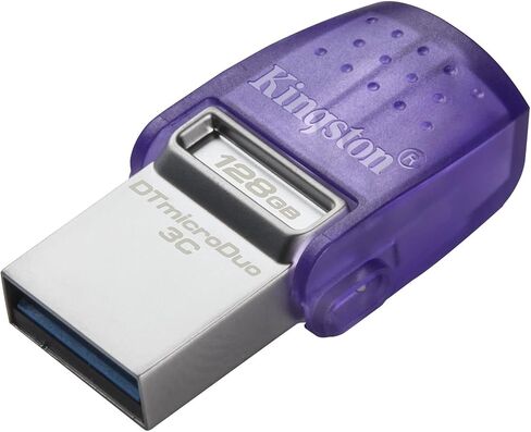 محرك أقراص فلاش Kingston DataTraveler microDuo 3C سعة 64 جيجابايت USB-C وUSB-A | سرعات تصل إلى 200 ميجابايت/ثانية | يو اس بي 3.2 الجيل الأول | موصل الثنائي | DTDUO3CG3/64 جيجابايت، أرجواني/فضي in Saudi Arabia