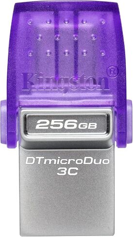 Kingston DataTraveler microDuo 3C 64GB USB-C & USB-A Flash Drive | Speeds up to 200 MB/s | USB 3.2 Gen 1 | Duo Connector | DTDUO3CG3/64GB,Purple/Silver in Saudi Arabia