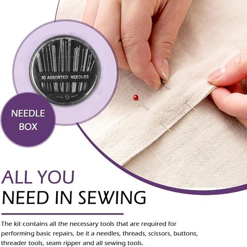 Swpeet 207Pcs Sewing Kit with Portable Bag, Sewing Supplies and Sewing Accessories, 41 Color Threads, Colorful Pearl Pins, Needles Scissors Measure Tape Seam Ripper, Basic Home Hand Sewing Repair Kits in Saudi Arabia