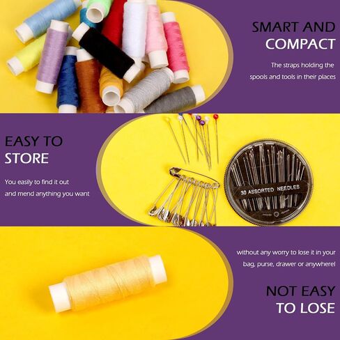 Swpeet 207Pcs Sewing Kit with Portable Bag, Sewing Supplies and Sewing Accessories, 41 Color Threads, Colorful Pearl Pins, Needles Scissors Measure Tape Seam Ripper, Basic Home Hand Sewing Repair Kits in Saudi Arabia