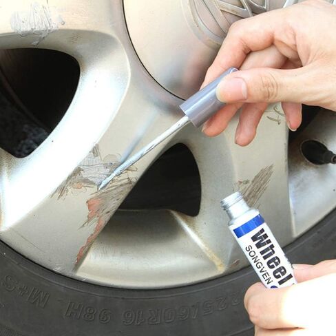 Silver Rim Touch Up Paint Wheel Hub Paint Scratch Repair Car Wheel Scratch Repair Paint Filler spray 12 cms (Gloss silver) in Saudi Arabia