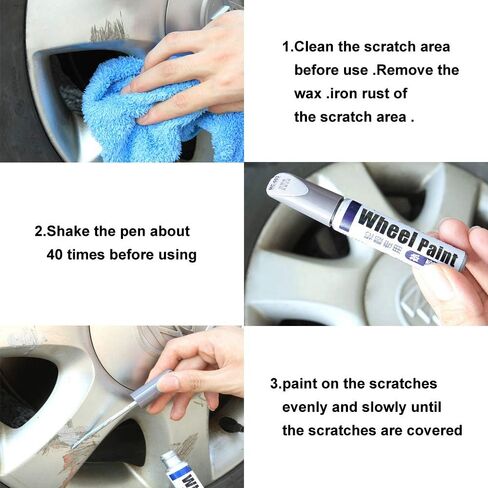 Silver Rim Touch Up Paint Wheel Hub Paint Scratch Repair Car Wheel Scratch Repair Paint Filler spray 12 cms (Gloss silver) in Saudi Arabia