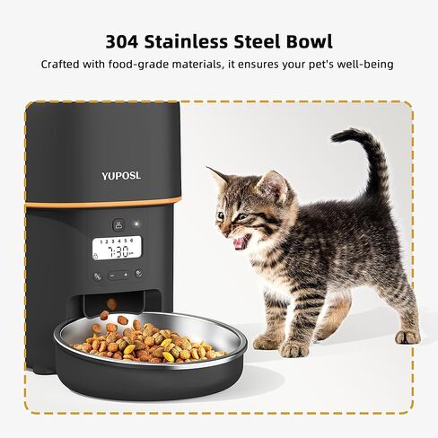 مغذيات القطط الأوتوماتيكية - موزع طعام القطط سهل الاستخدام، جهاز تغذية تلقائي للحيوانات الأليفة في الوقت المناسب مع عمر بطارية يزيد عن 180 يومًا، 1-6 وجبات طعام جاف، تحكم في جزء قابل للبرمجة أيضًا للكلاب الصغيرة in Kuwait
