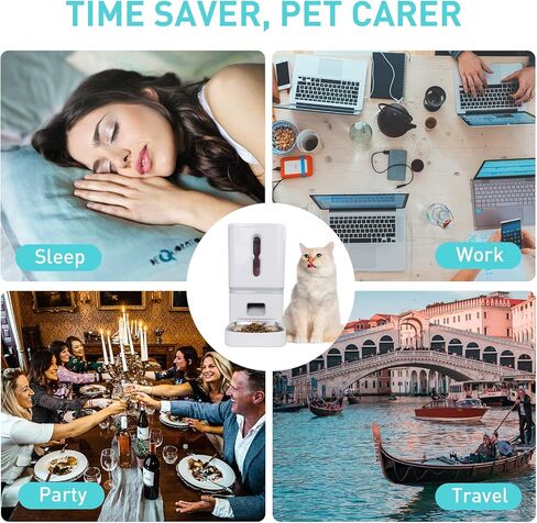 وحدة تغذية أوتوماتيكية ذكية للقطط - موزع طعام قطط أوتوماتيكي موثوق به سعة 7 لتر مع شاشة LCD لسهولة الإعداد - وحدة تغذية أوتوماتيكية للكلاب قابلة للبرمجة - 4 وجبات يومية، ومسجل صوت لمدة 10 ثوانٍ in Kuwait