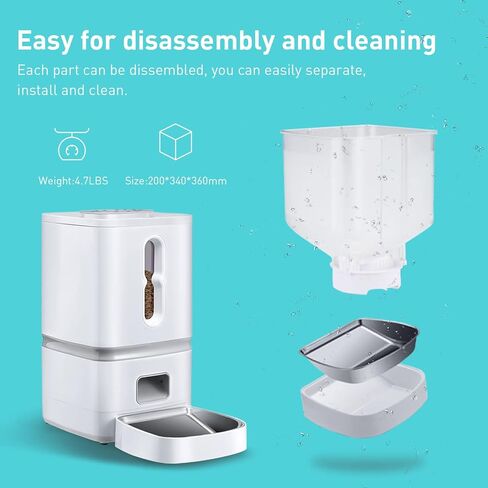 وحدة تغذية أوتوماتيكية ذكية للقطط - موزع طعام قطط أوتوماتيكي موثوق به سعة 7 لتر مع شاشة LCD لسهولة الإعداد - وحدة تغذية أوتوماتيكية للكلاب قابلة للبرمجة - 4 وجبات يومية، ومسجل صوت لمدة 10 ثوانٍ in Kuwait