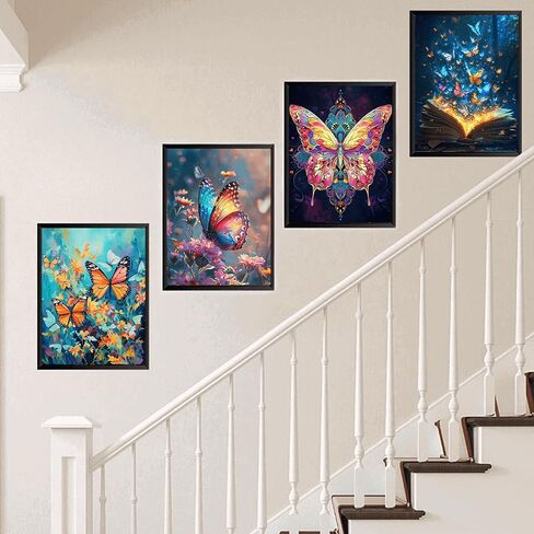 Santiway 4 Pack Butterfly Diamond Art Kits for Adults&Kids 5D Diamond Art Kit for Beginners DIY Paint with Round Full Drill Gem Art Painting for Home Wall Decor Gifts (11.8x15.7inch) in Saudi Arabia