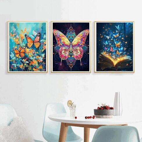 Santiway 4 Pack Butterfly Diamond Art Kits for Adults&Kids 5D Diamond Art Kit for Beginners DIY Paint with Round Full Drill Gem Art Painting for Home Wall Decor Gifts (11.8x15.7inch) in Saudi Arabia