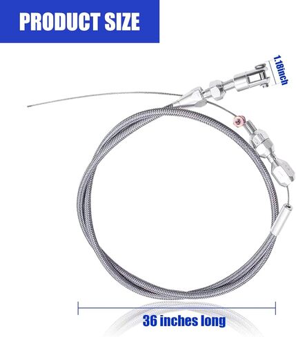 1 قطعة طقم كابل خانق من الفولاذ المقاوم للصدأ، كابل خانق مجدول 36 بوصة، متوافق مع محرك 97-07 شيفروليه/تشيفي LS1 4.8L 5.3L 5.7L 6.0L إصلاح كابل الخانق (فضي) in Kuwait