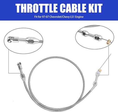 1 قطعة طقم كابل خانق من الفولاذ المقاوم للصدأ، كابل خانق مجدول 36 بوصة، متوافق مع محرك 97-07 شيفروليه/تشيفي LS1 4.8L 5.3L 5.7L 6.0L إصلاح كابل الخانق (فضي) in Kuwait