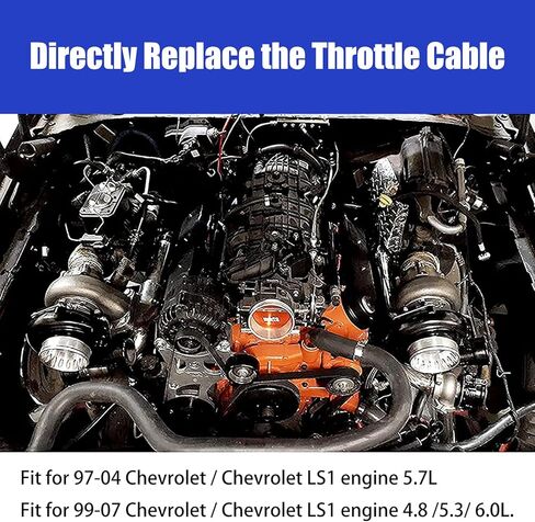 1 قطعة طقم كابل خانق من الفولاذ المقاوم للصدأ، كابل خانق مجدول 36 بوصة، متوافق مع محرك 97-07 شيفروليه/تشيفي LS1 4.8L 5.3L 5.7L 6.0L إصلاح كابل الخانق (فضي) in Kuwait