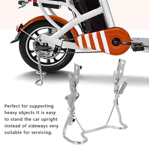 Alvinlite Double Leg Kickstand for 14 inch (35cm) Tires, Stainless Steel Electric Bike Bicycle Stand Electric Scooter with Seat Foot Mount Easy to Install for Electric Vehicle Outdoor, Double Hole in Saudi Arabia